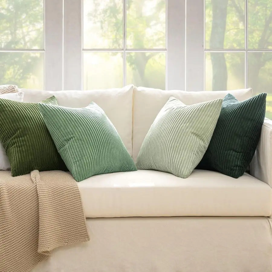 Boho Farmhouse Throw Pillow Covers Set Of 4 Corduroy Decor