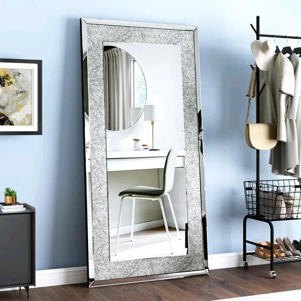 LUVODI Frameless Crystal Rhinestone Diamond Vanity Mirror Wall Mounted