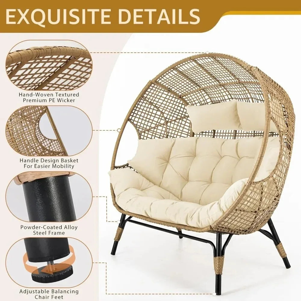 Double Egg Chair Outdoor Lounge For Two Persons Patio