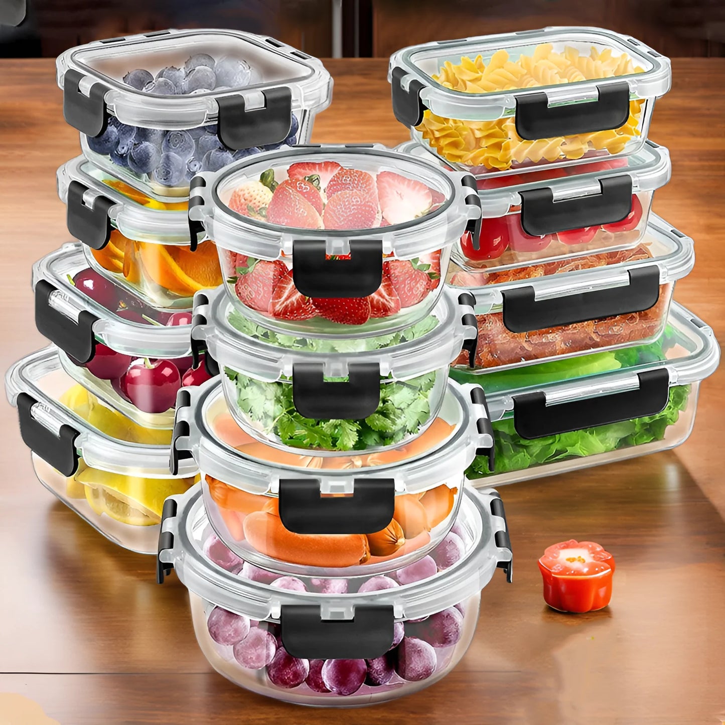 Glass Lunch Box Set 12 Pieces Airtight Microwave Safe Containers