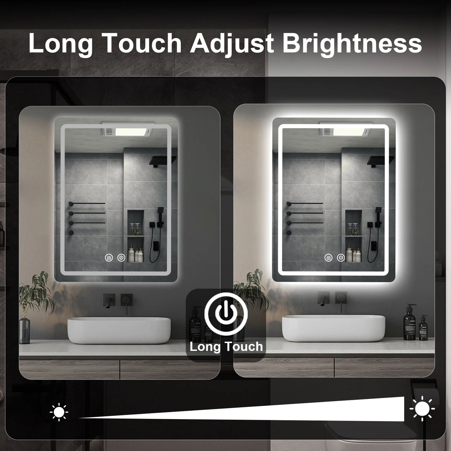 MYGIIVOVO LED Backlit Fogless Bathroom Vanity Mirror Wall Mounted