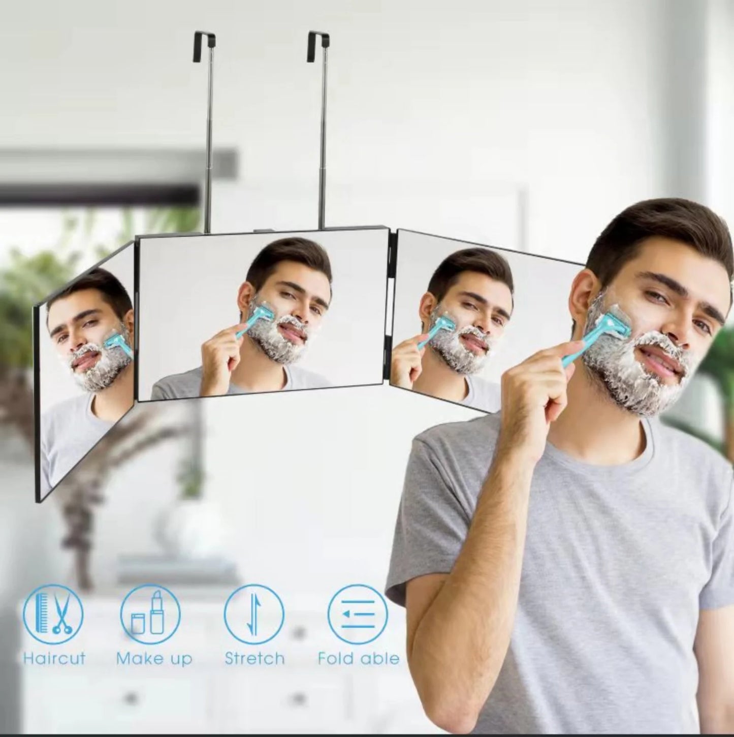 Three Way Hair Cutting Mirror For Self Haircut Back View