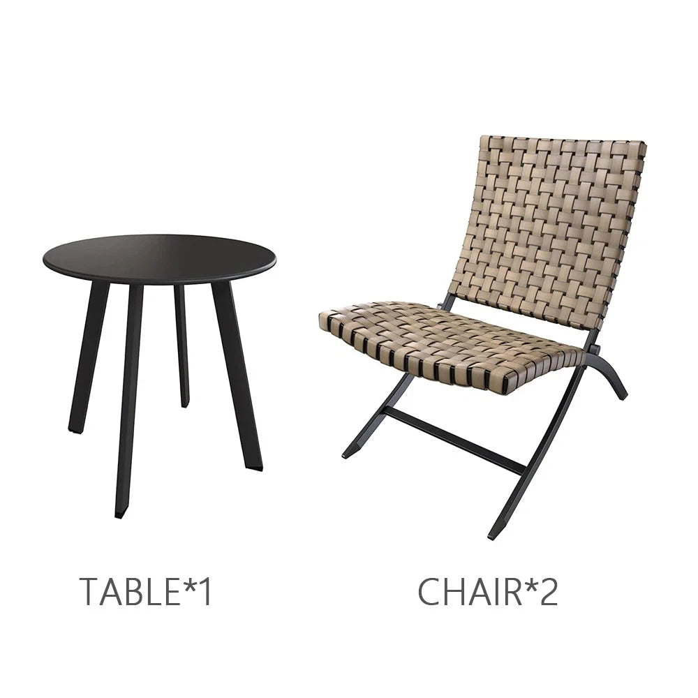 Grand Patio 3 Piece Leather Texture Wicker Outdoor Chairs Set