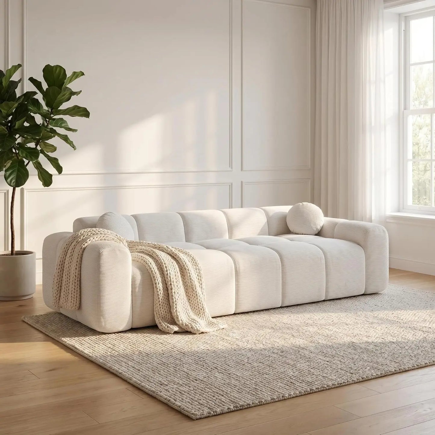 Cloud Corduroy 3 Seater Sofa Modern Oversized Loveseat
