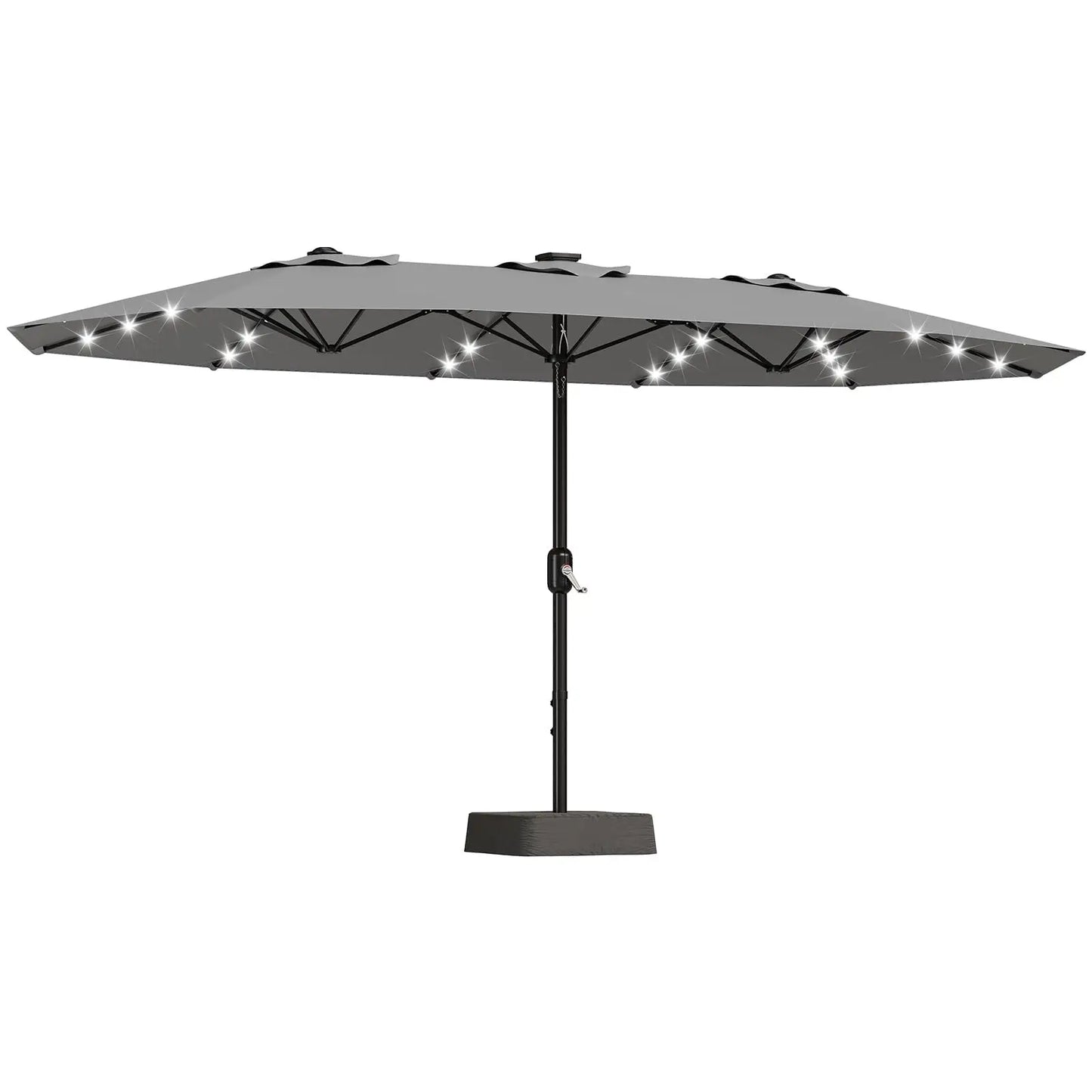 HiMISS Outdoor Patio Umbrella With Solar LED Lights Crank And Base