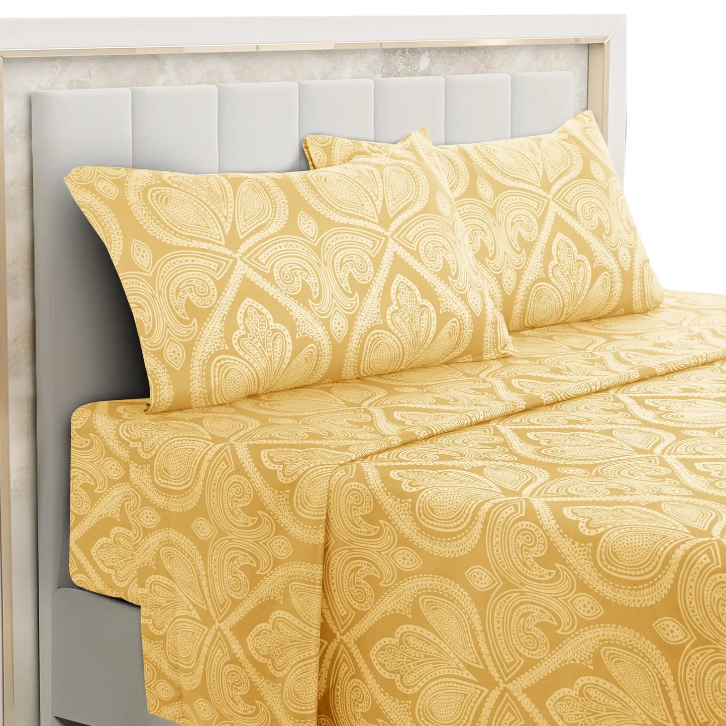 LDC Lux Decor 4-Piece Paisley Bed Sheet Set Microfiber Wrinkle-Resistant