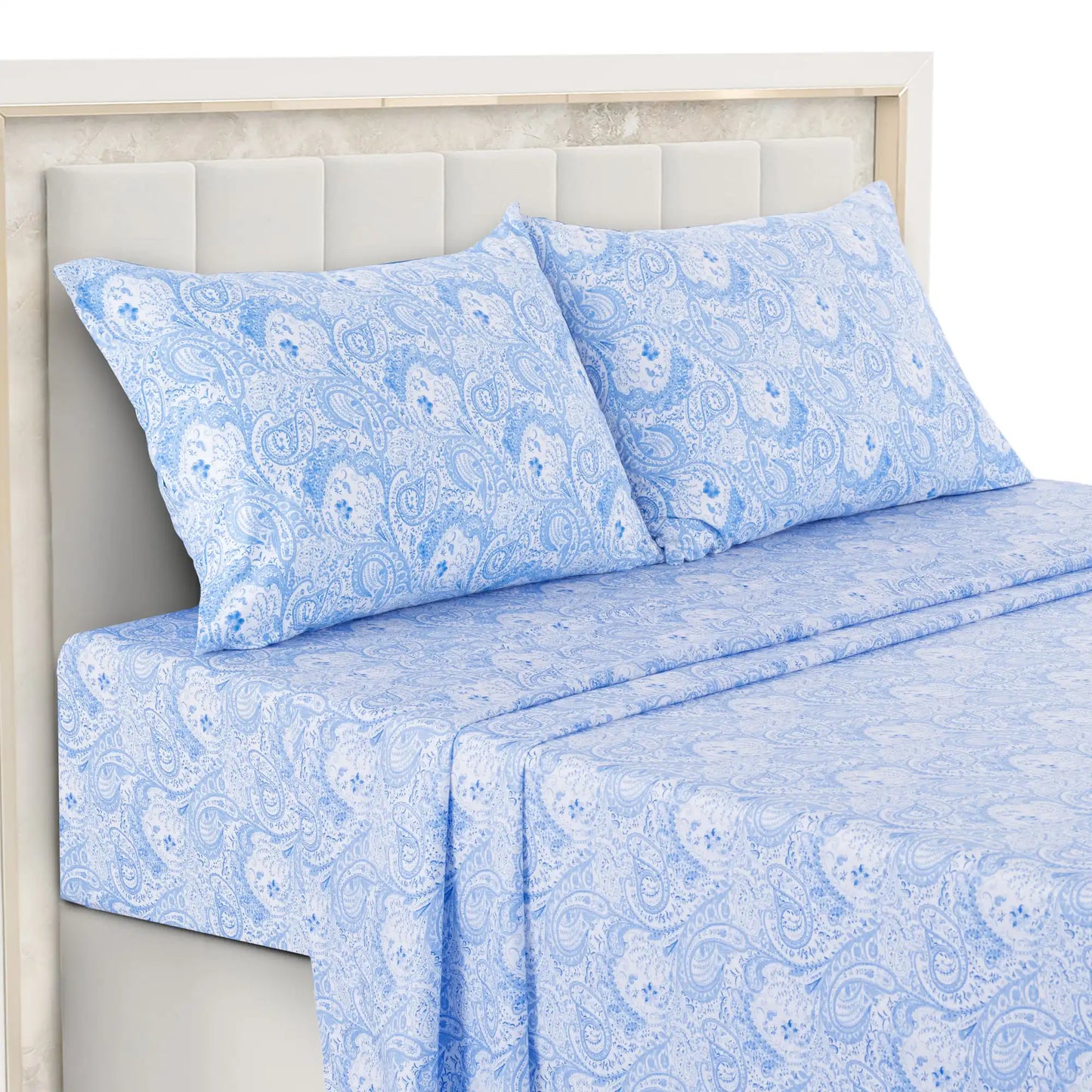 LDC Lux Decor 4-Piece Paisley Bed Sheet Set Microfiber Wrinkle-Resistant