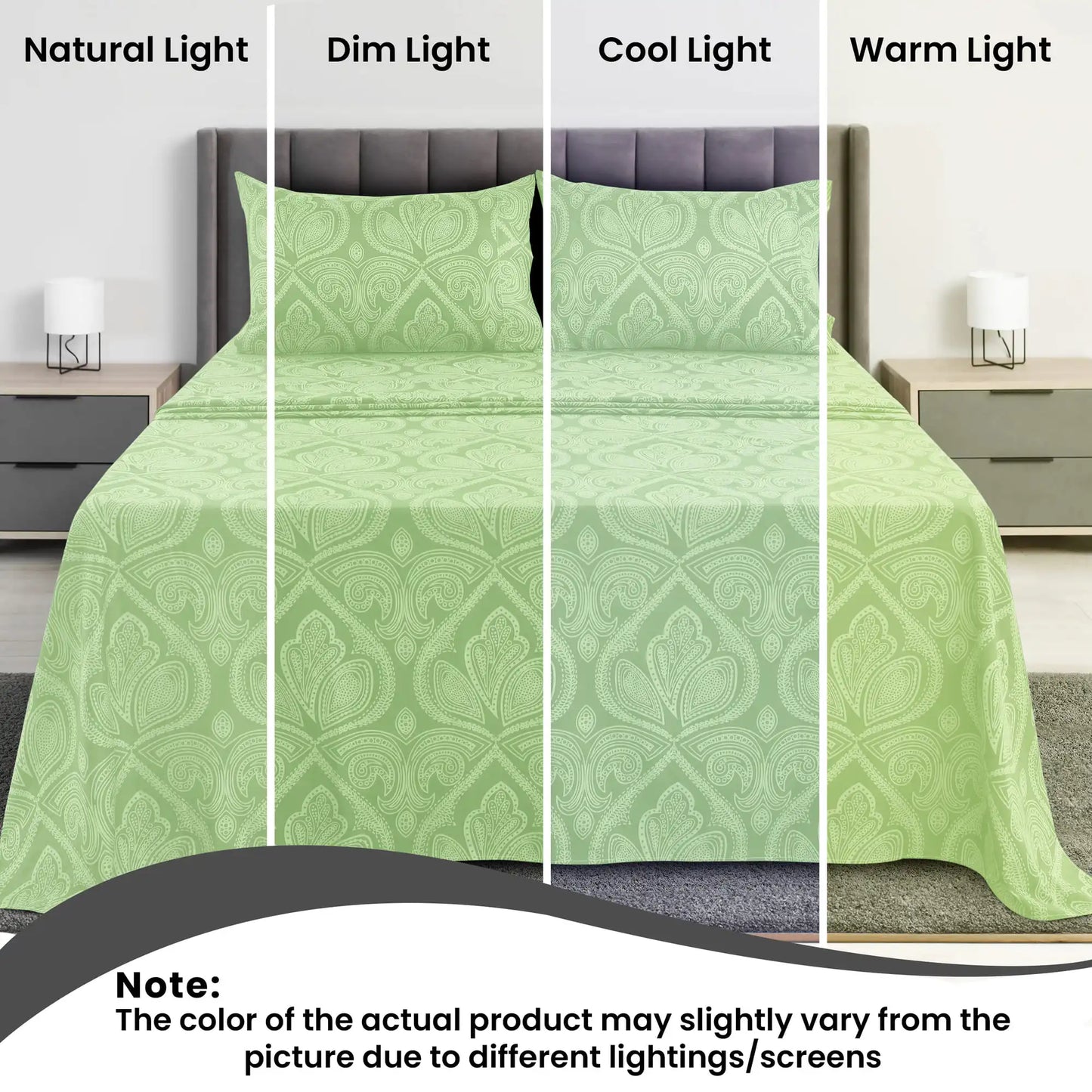 LDC Lux Decor 4-Piece Paisley Bed Sheet Set Microfiber Wrinkle-Resistant