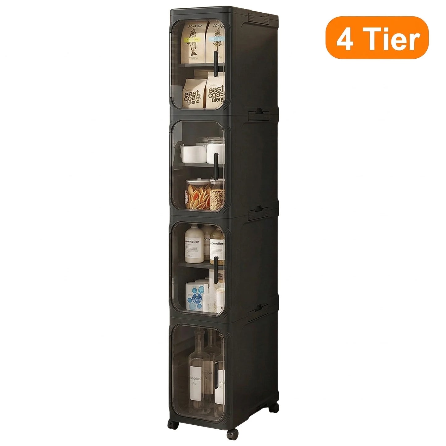 Bathroom Storage Cabinet 4 Tier Rolling Organizer With Adjustable Compartments