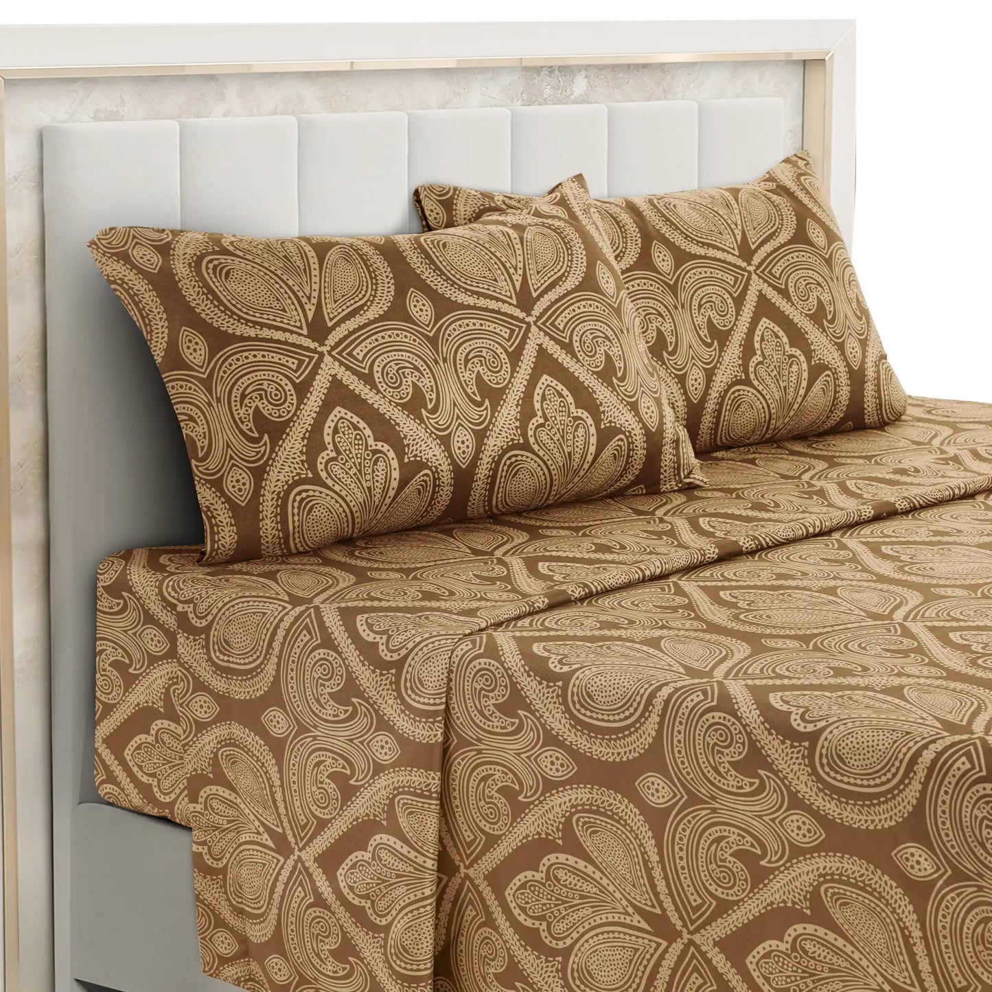 LDC Lux Decor 4-Piece Paisley Bed Sheet Set Microfiber Wrinkle-Resistant