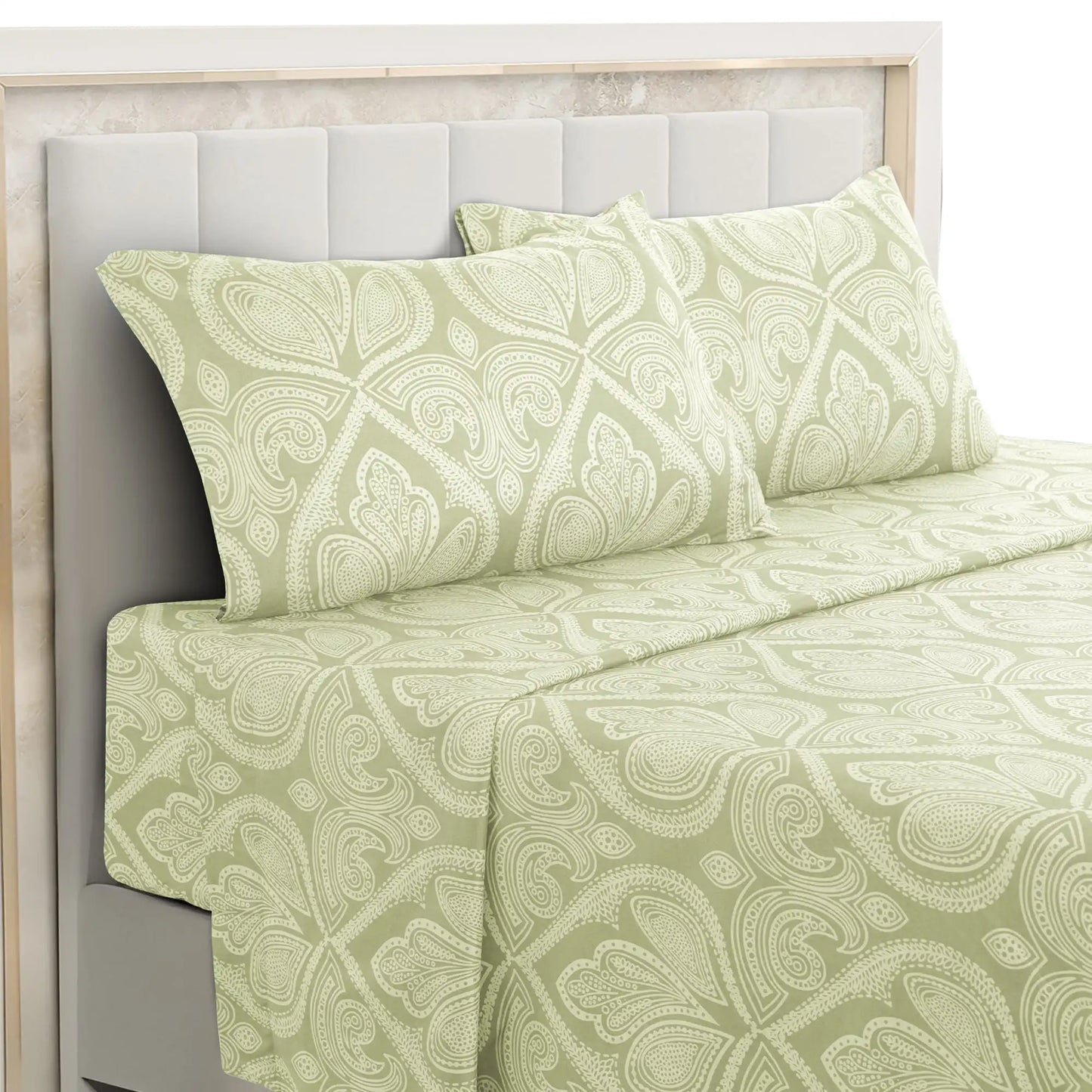 LDC Lux Decor 4-Piece Paisley Bed Sheet Set Microfiber Wrinkle-Resistant
