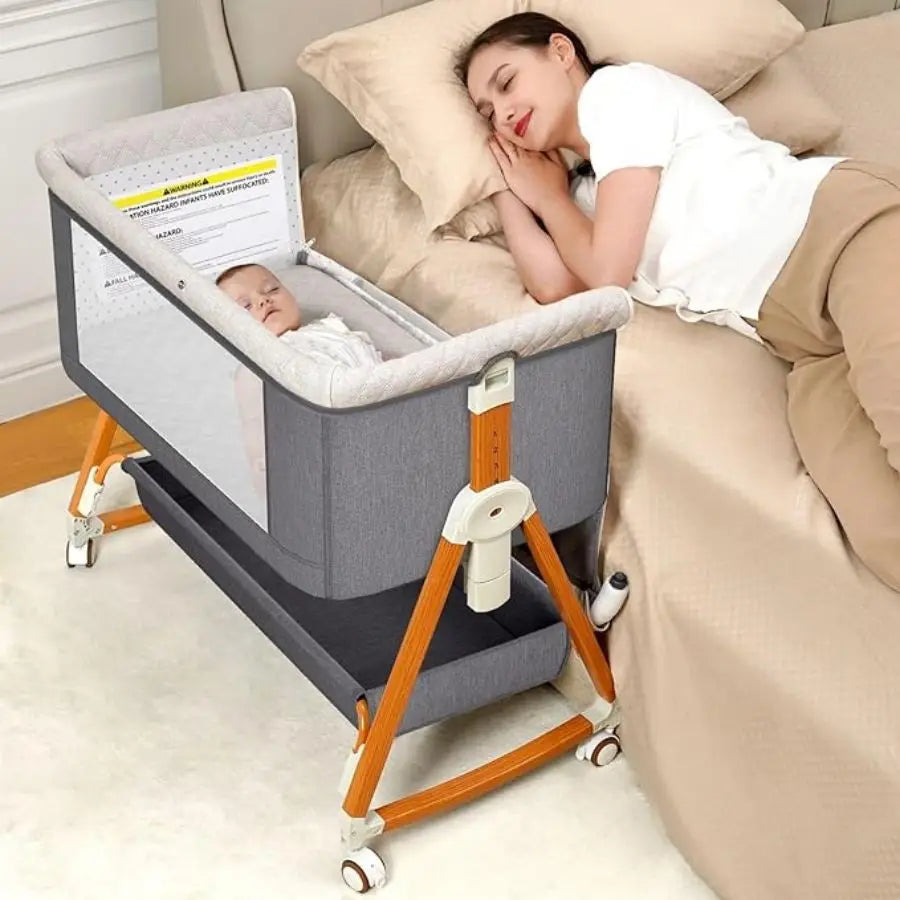 3-In-1 Foldable Baby Bassinet Bedside Sleeper With Wheels