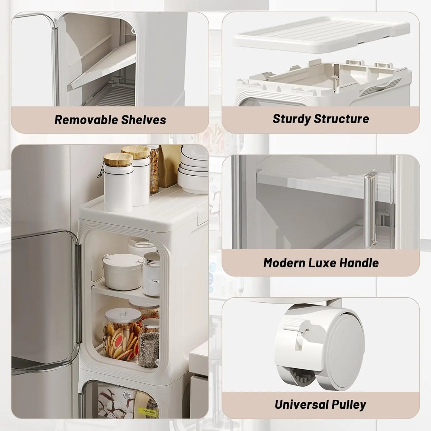Bathroom Storage Cabinet 4 Tier Rolling Organizer With Adjustable Compartments