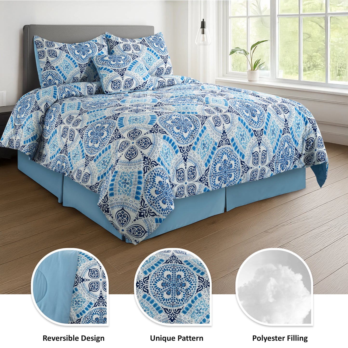 LDC Lux Decor Collection Reversible 5pc Comforter Set