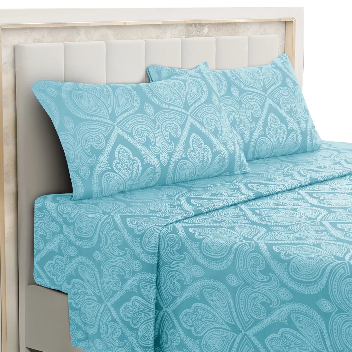 LDC Lux Decor 4-Piece Paisley Bed Sheet Set Microfiber Wrinkle-Resistant