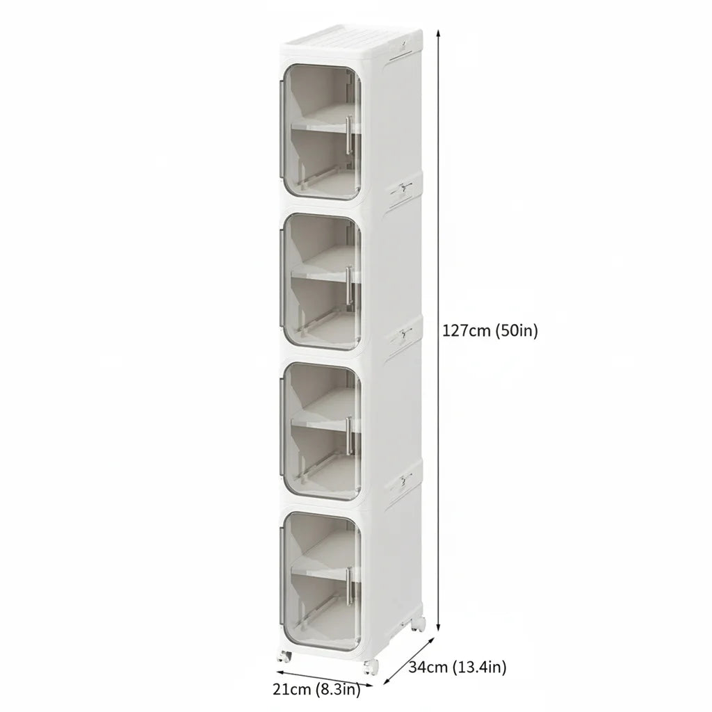 Bathroom Storage Cabinet 4 Tier Rolling Organizer With Adjustable Compartments
