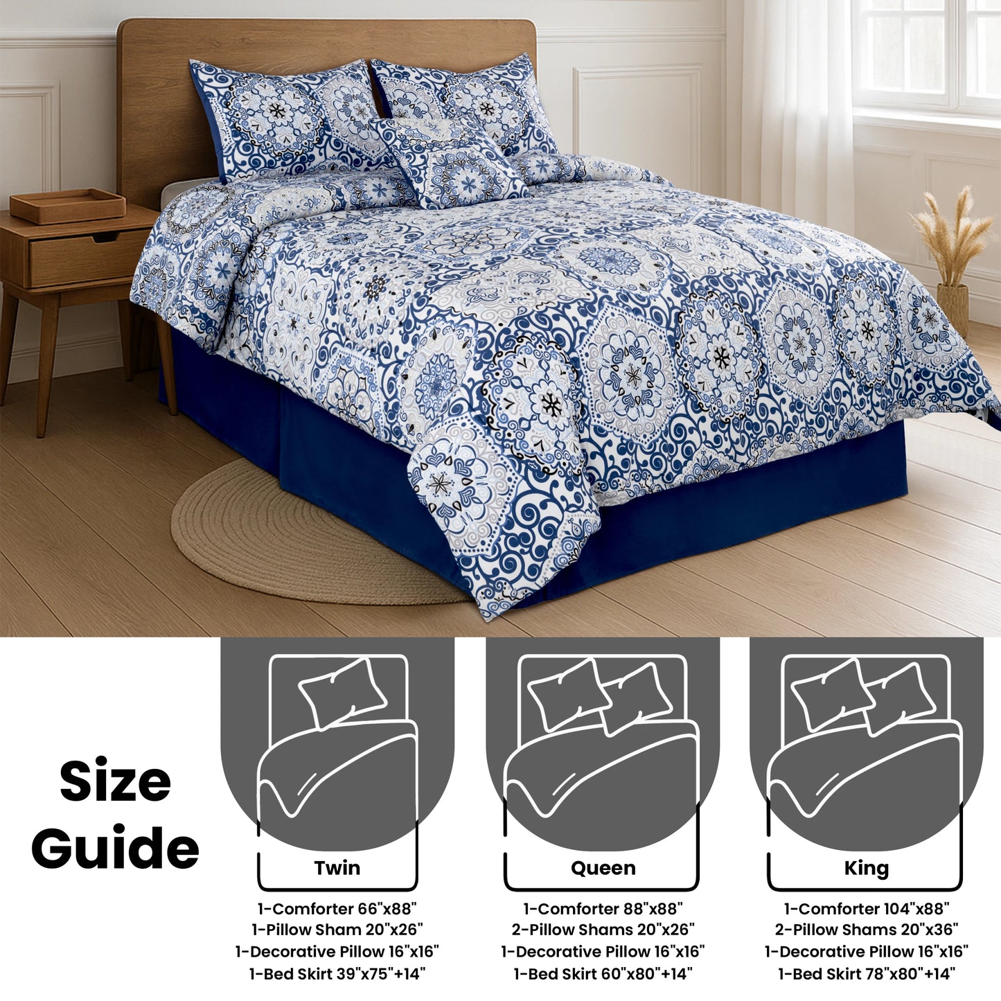 LDC Lux Decor Collection Reversible 5pc Comforter Set