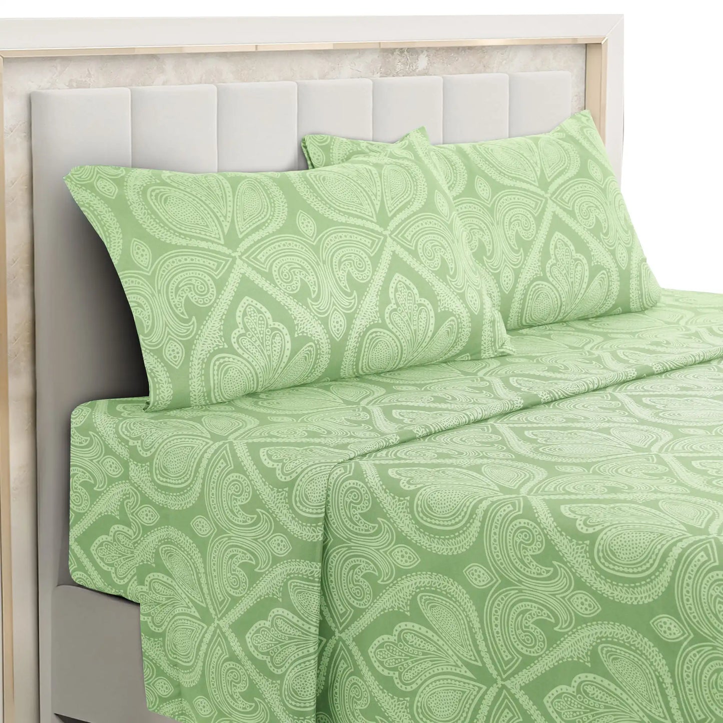LDC Lux Decor 4-Piece Paisley Bed Sheet Set Microfiber Wrinkle-Resistant