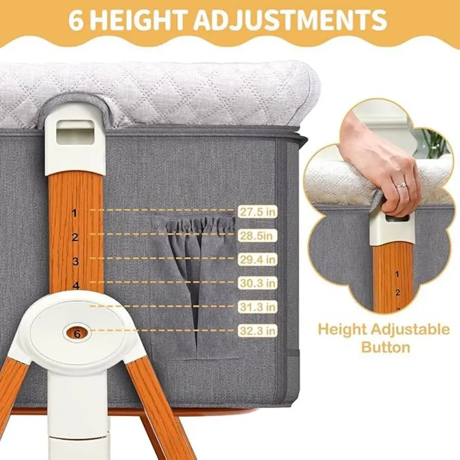 3-In-1 Foldable Baby Bassinet Bedside Sleeper With Wheels