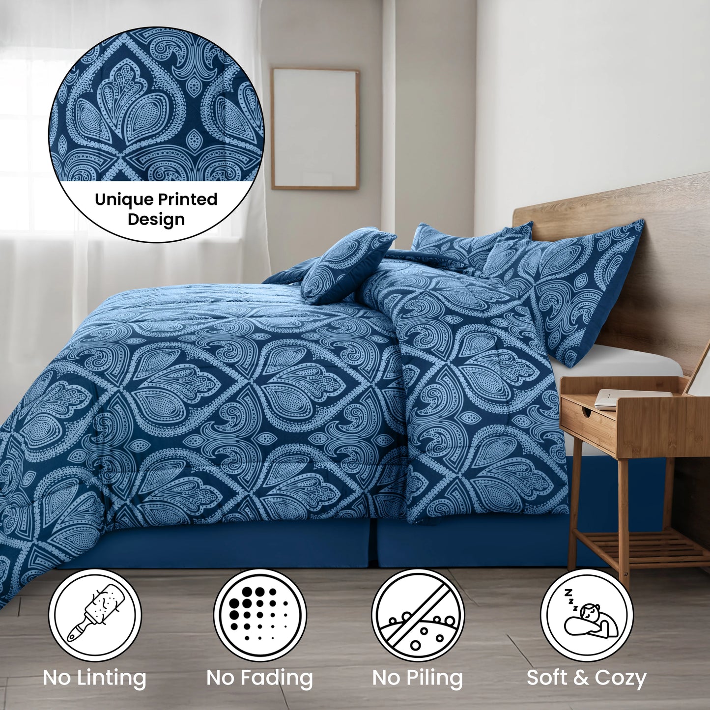 LDC Lux Decor Collection Reversible 5pc Comforter Set