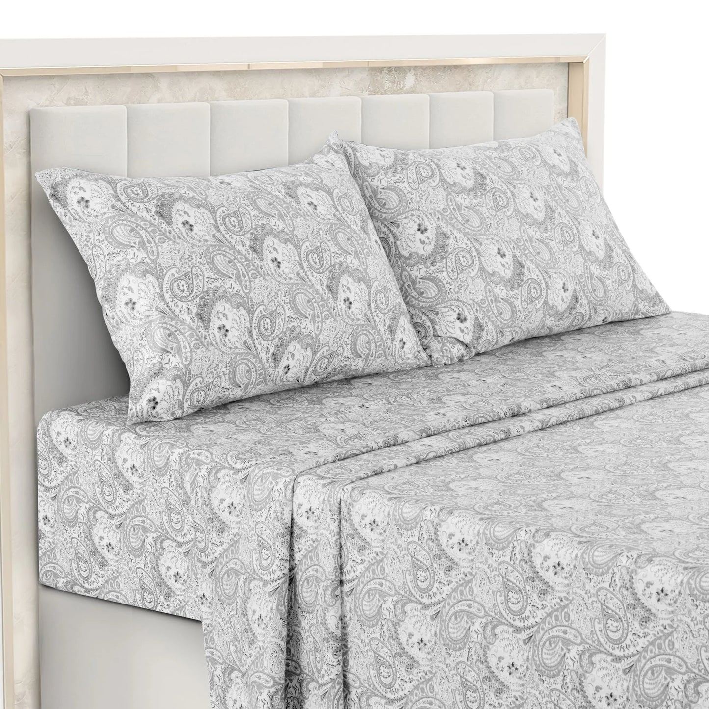 LDC Lux Decor 4-Piece Paisley Bed Sheet Set Microfiber Wrinkle-Resistant