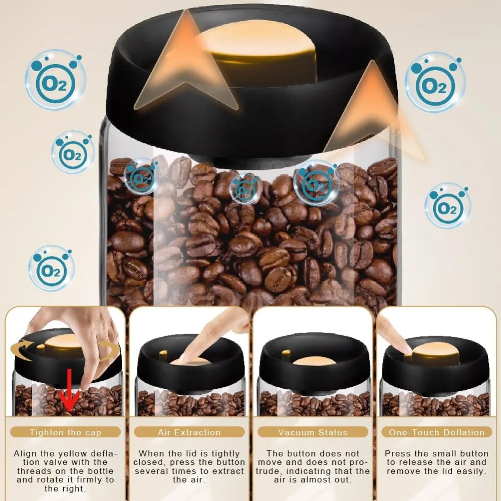 Borosilicate Glass Coffee Jar With Airtight Lid
