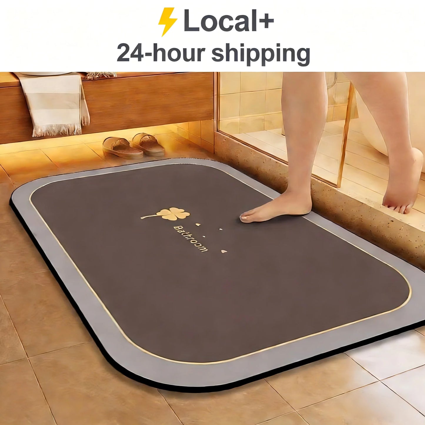 Diatomite Bath Mat Quick Dry Super Absorbent Non Slip Floor Mat For Bathroom