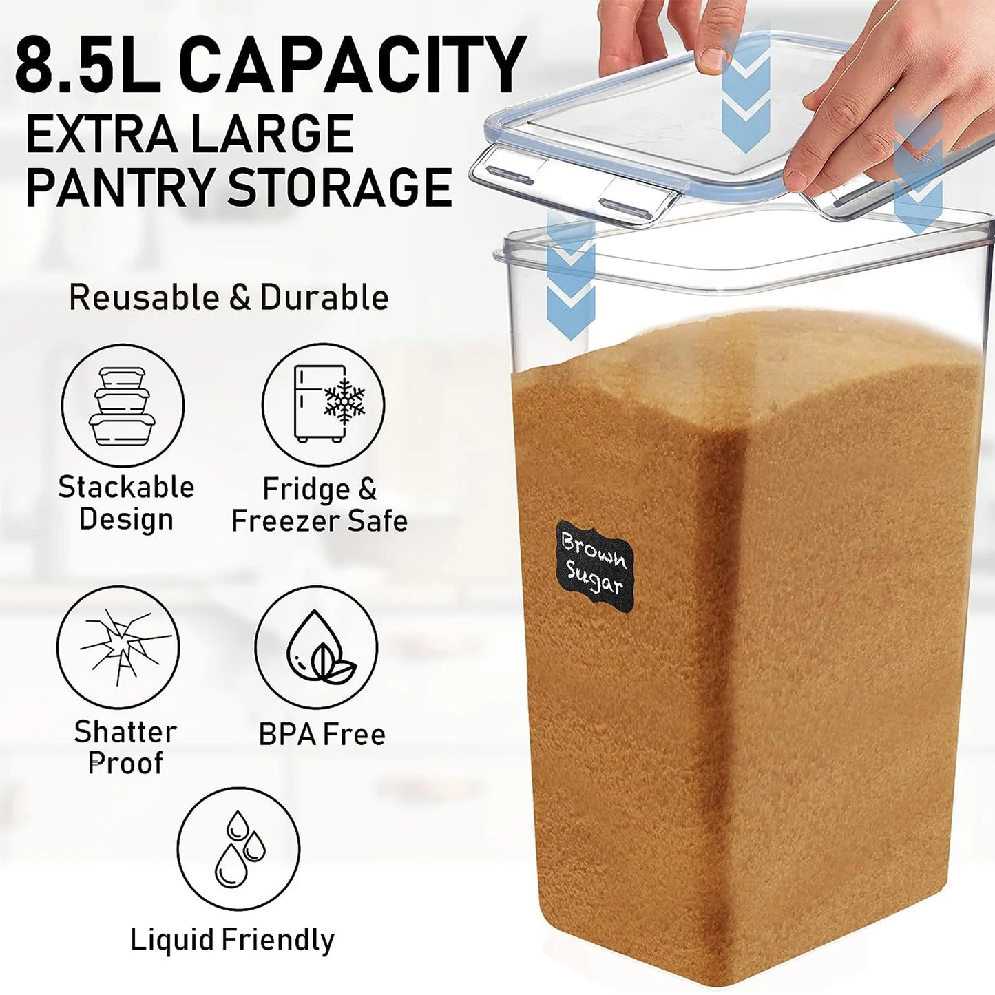 Airtight Pantry Storage Containers 2-Pack For Flour And Sugar