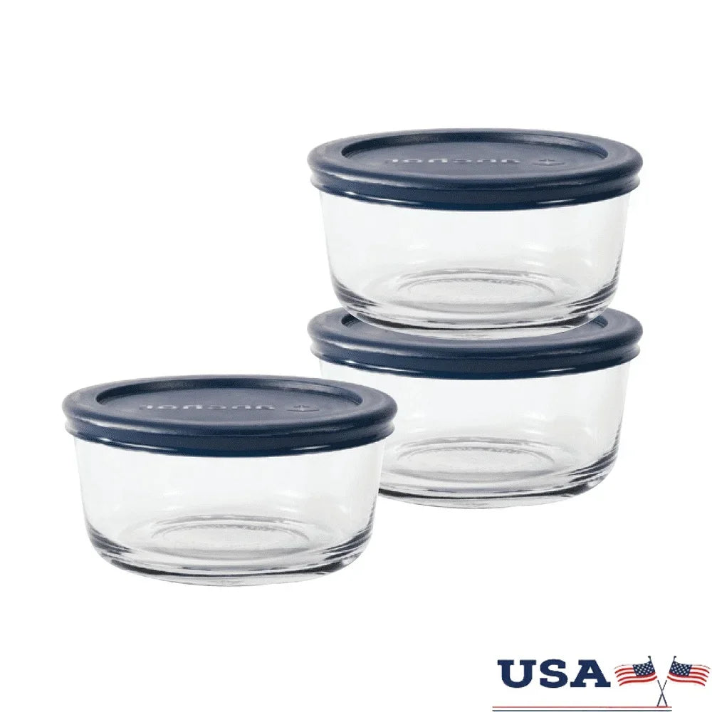 Glass Storage Containers Set of 3 BPA Free Microwave Safe