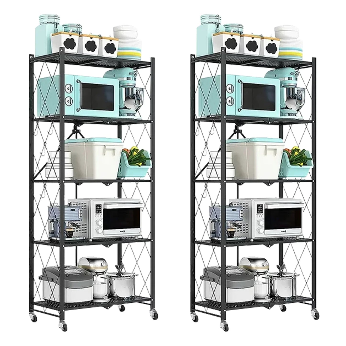 Heavy Duty 5 Tier Metal Storage Shelving On Wheels