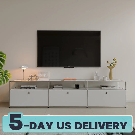 Bigcityfur Tv Stand Metal Storage Cabinet For Living Room
