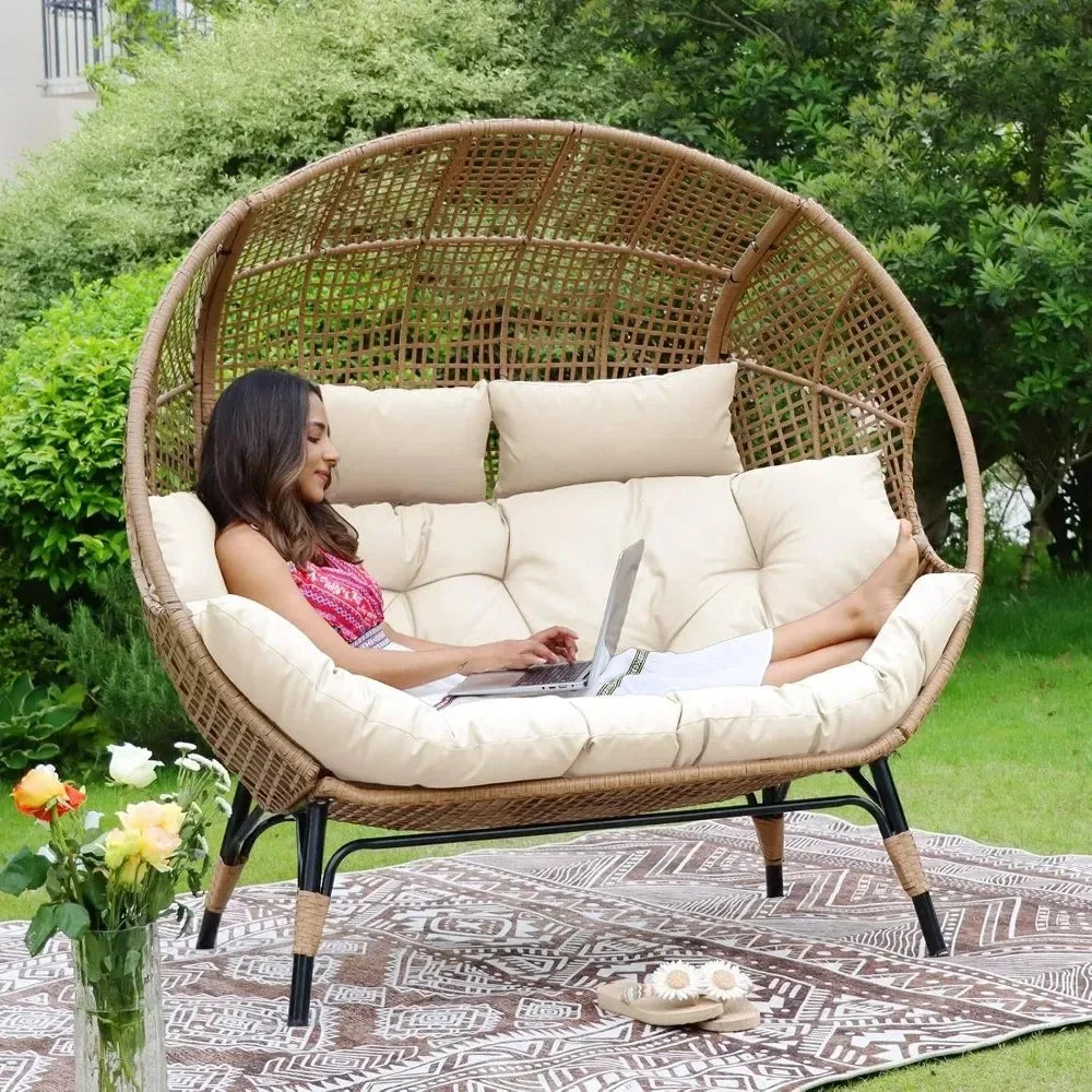 Double Egg Chair Outdoor Lounge For Two Persons Patio