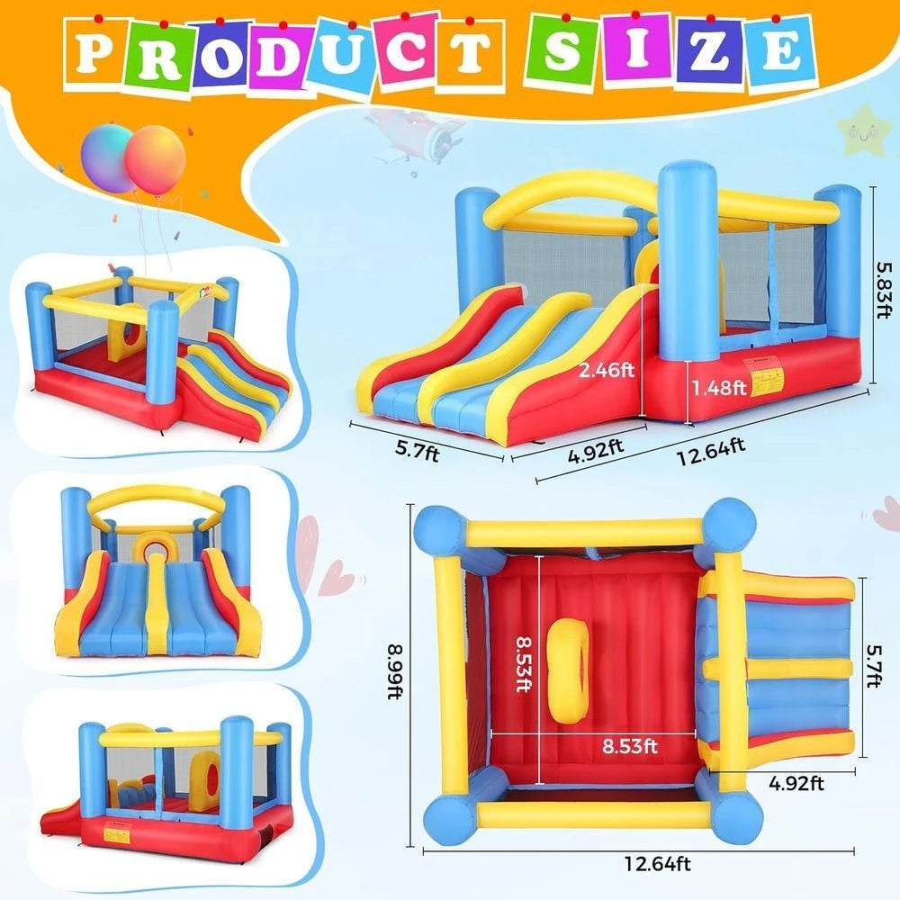 Indoor Outdoor Inflatable Bouncy House With Double Slide Obstacle