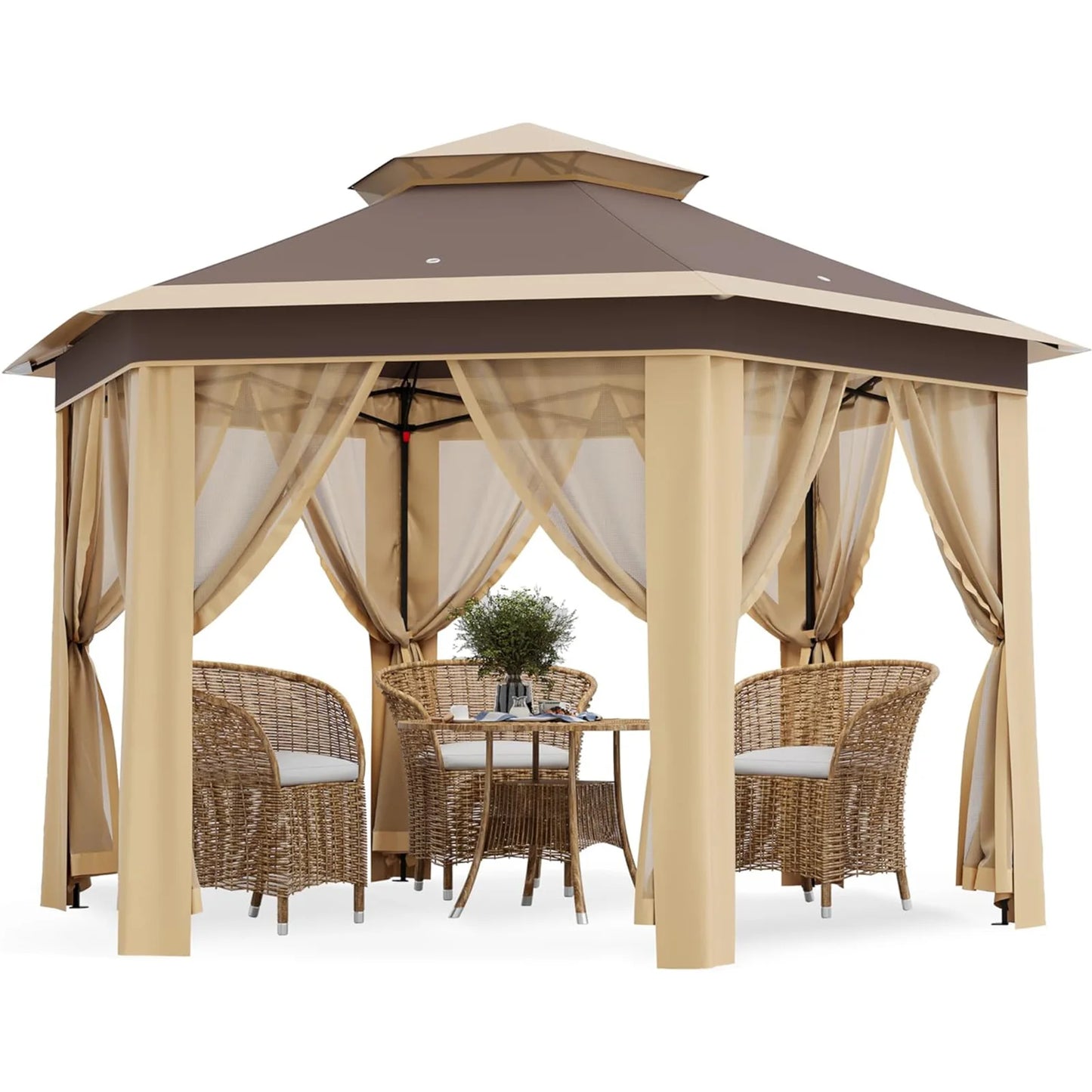 HiMISS Pop Up Gazebo With Mosquito Netting And Double Roof