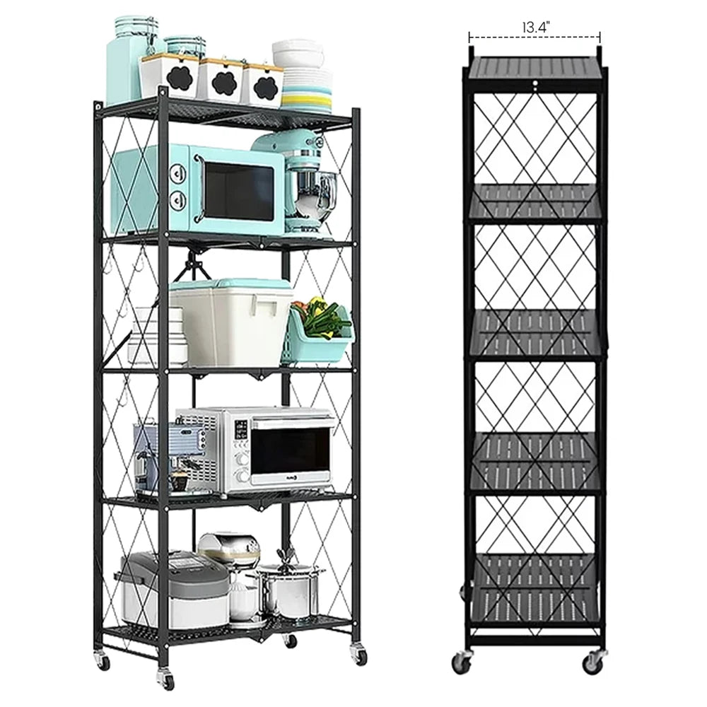 Heavy Duty 5 Tier Metal Storage Shelving On Wheels