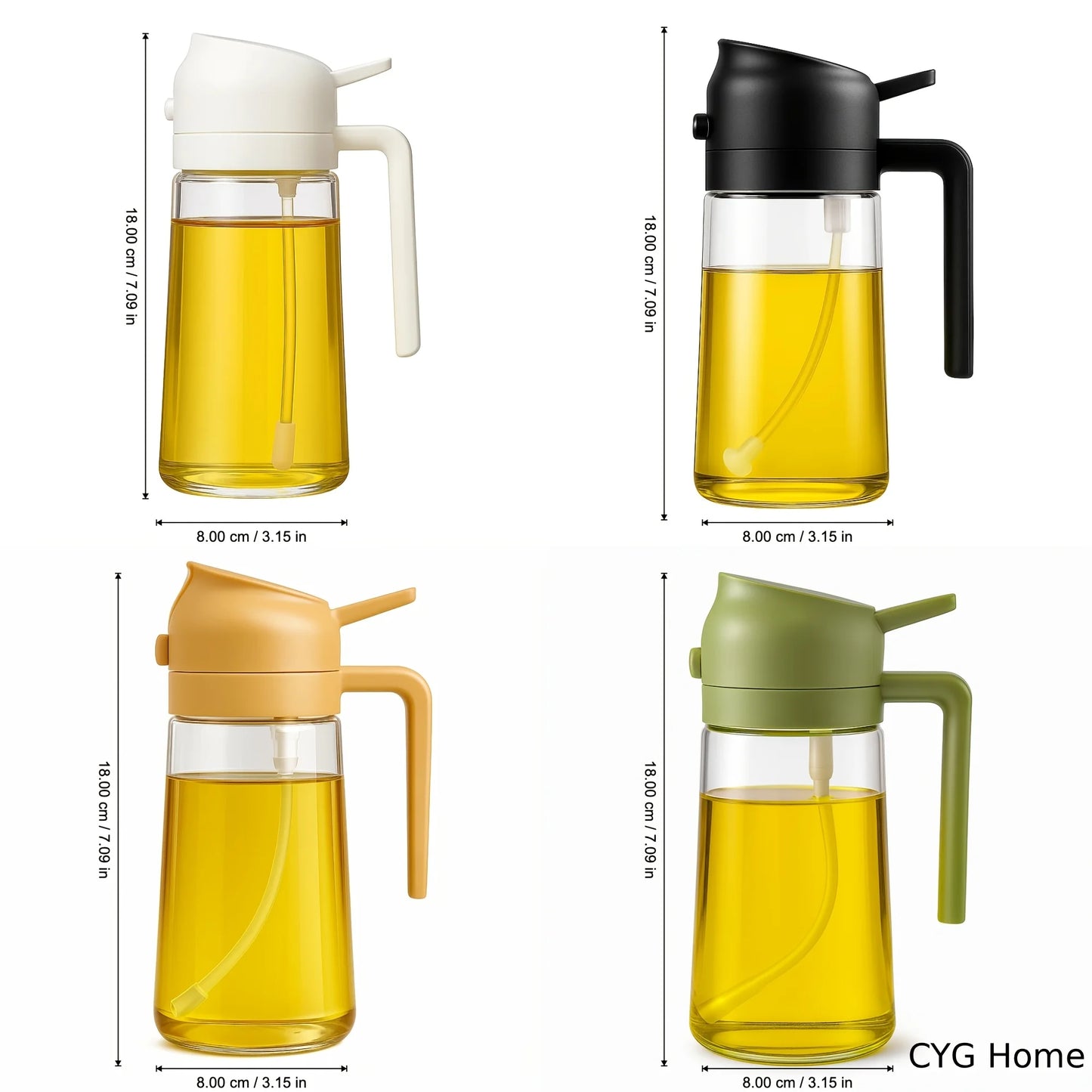 NOVELTY MOON Glass Oil Spray Bottles 4-Pack Dual-Use Spray Pour
