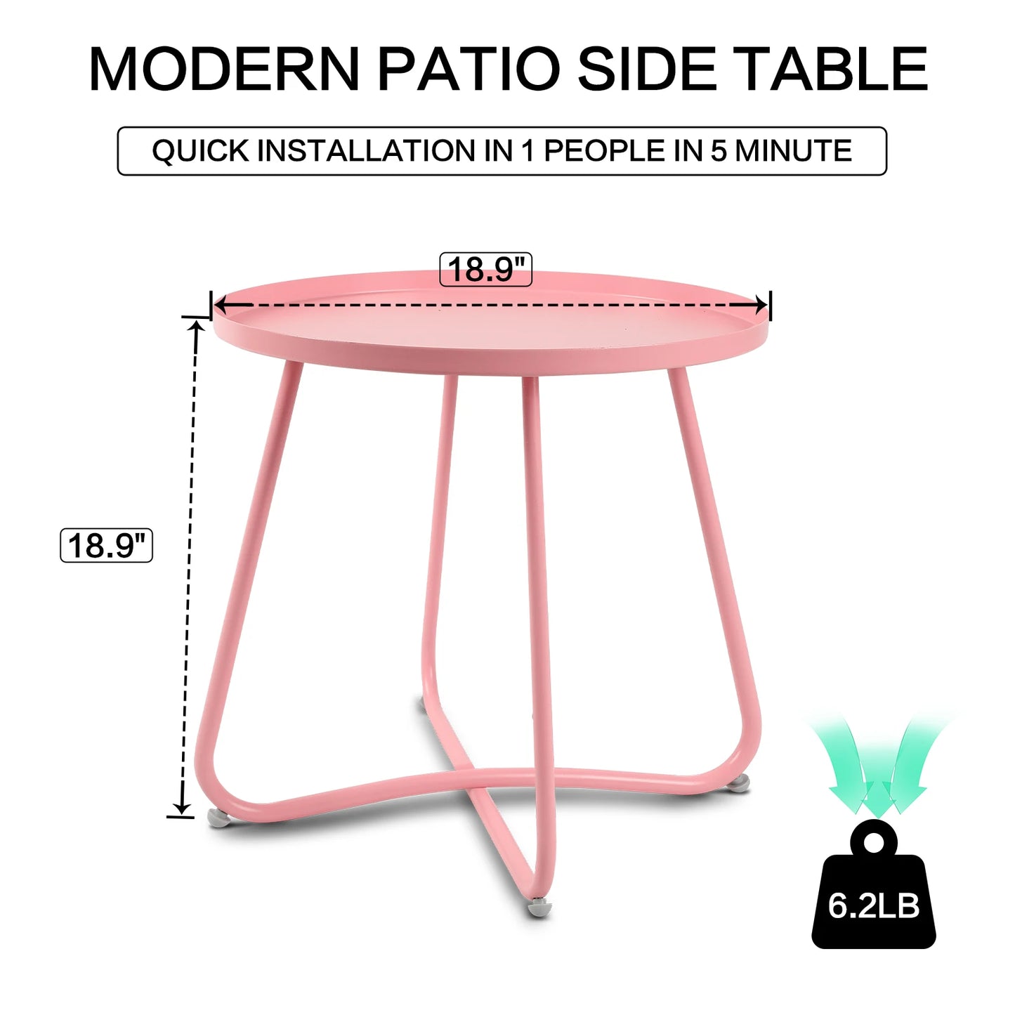 Minimalist Outdoor Round Steel Side Table For Patio Garden