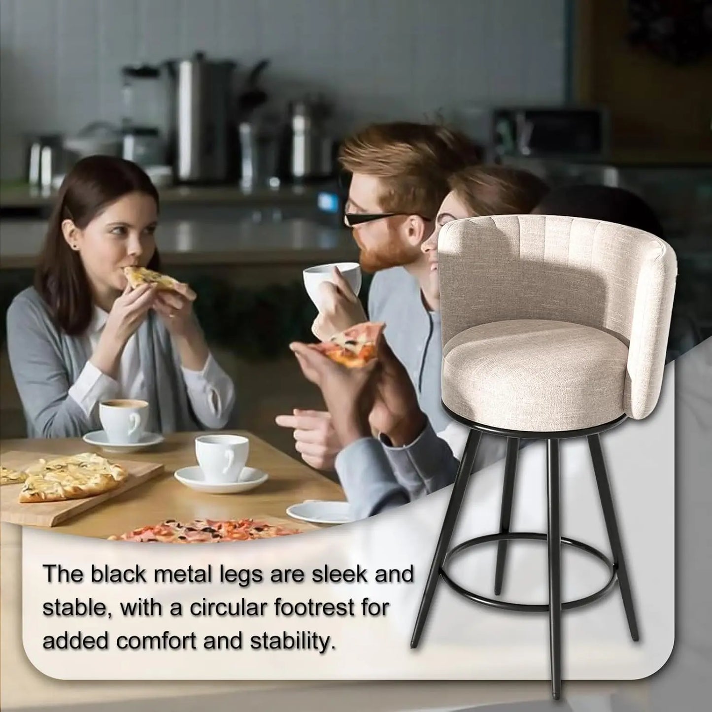 GUANGBAI Bar Stools Set Of 2 Modern Counter Height Upholstered