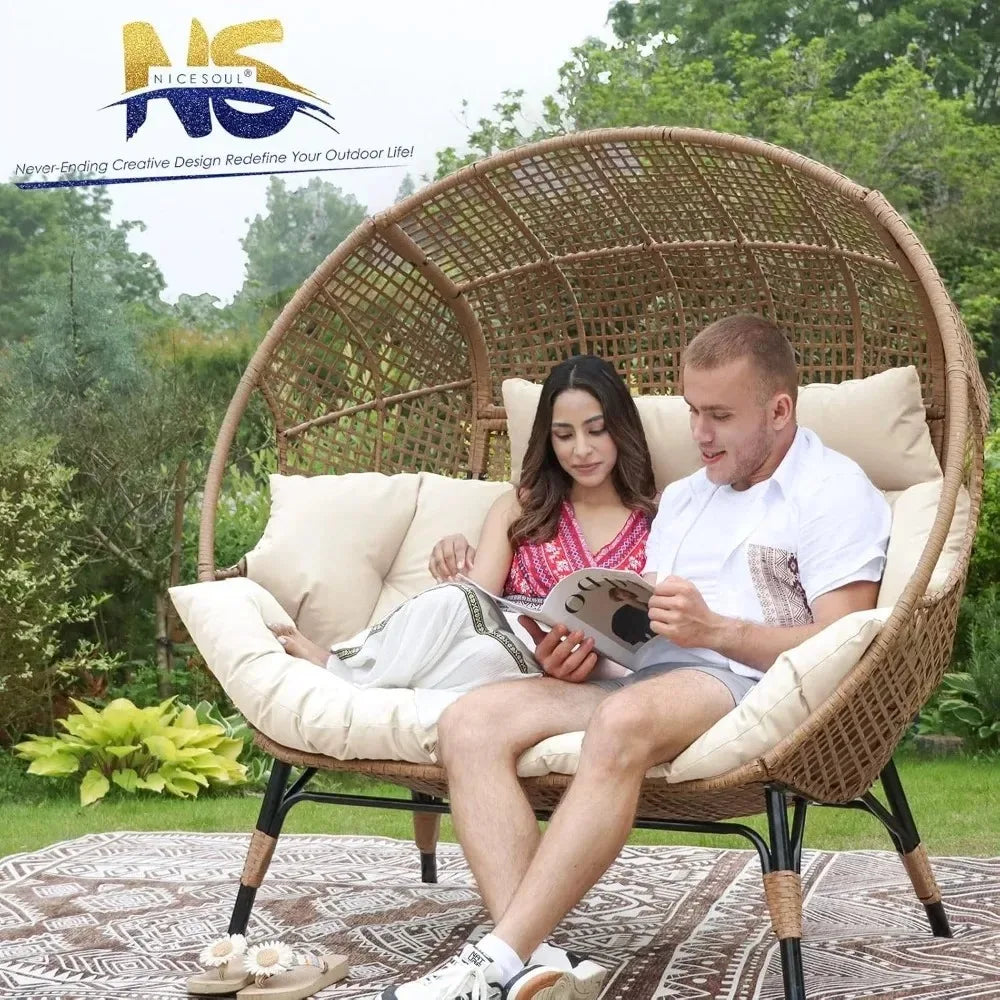 Double Egg Chair Outdoor Lounge For Two Persons Patio