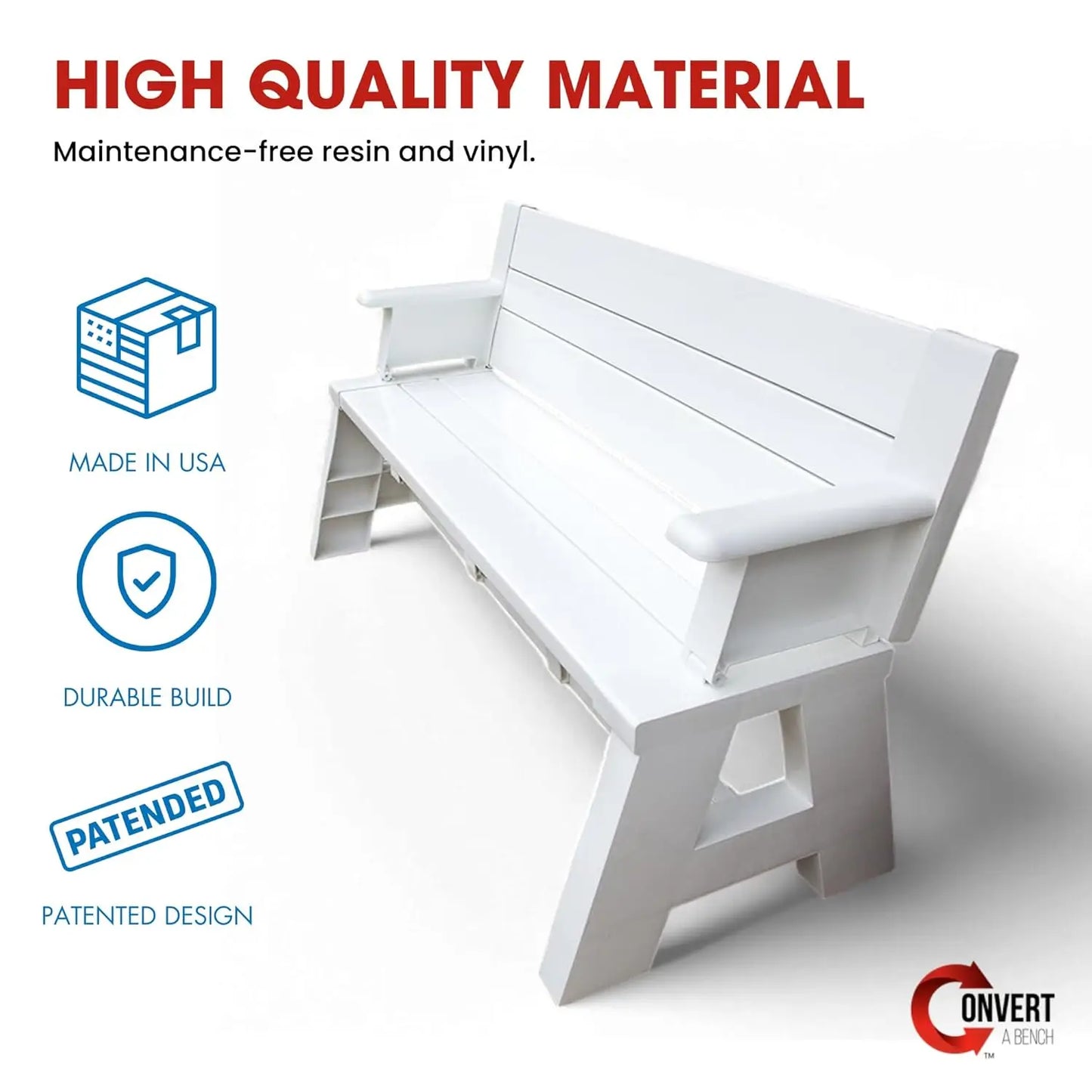 Convertible Outdoor Bench Table Weather Resistant Patio Garden Furniture