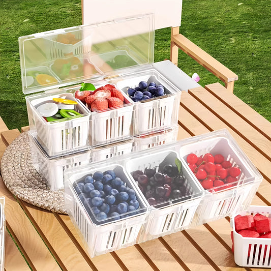 Kitchen Refrigerator Storage Set With Lid And Detachable Compartments