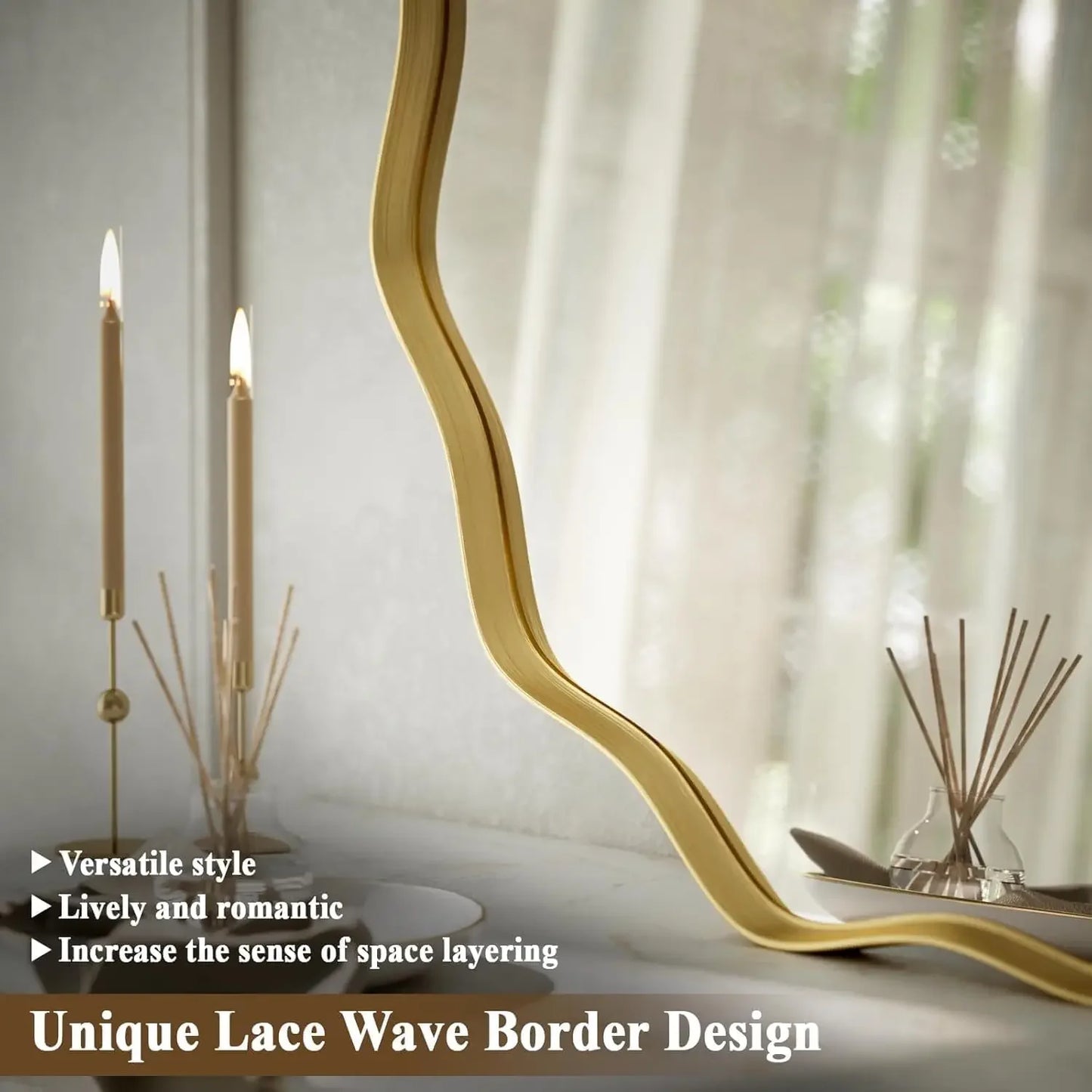 Scalloped Circle Wall Mirror With Tempered Glass Metal Deep Frame