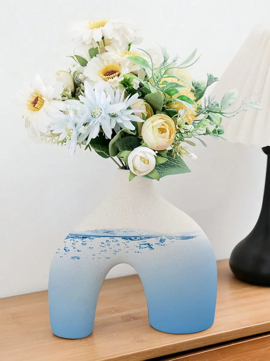 Modern Bohemian Rattan Grass Asymmetrical Vase For Wedding Decor