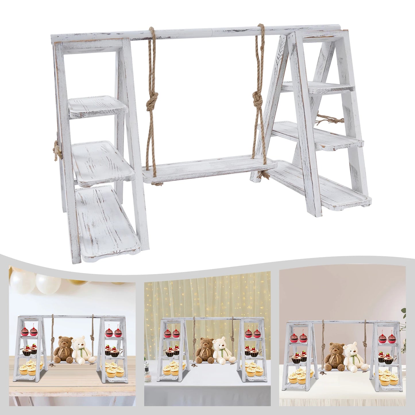 Bymaocar Eco Friendly 3 Tier Serving Ladder Stand Dessert Display