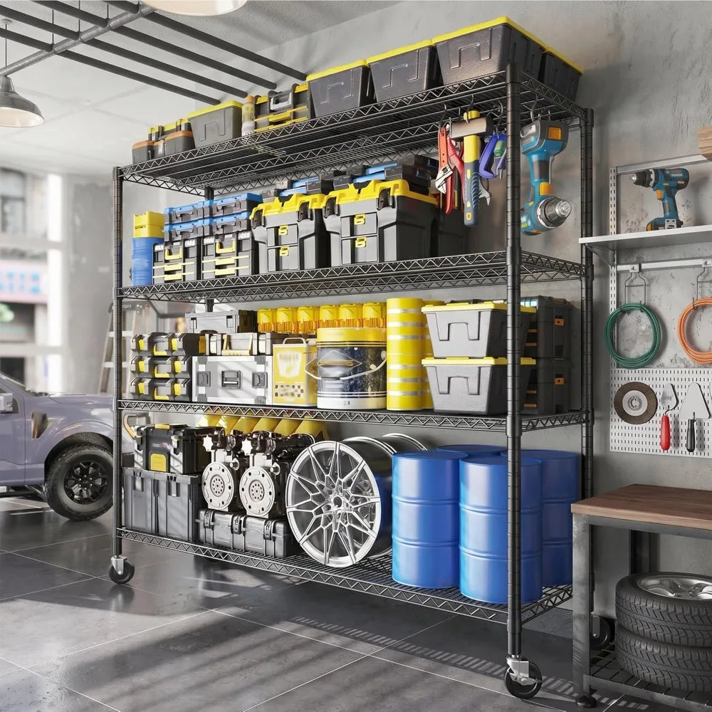 Heavy Duty Metal Storage Shelving Unit on Wheels for Garage