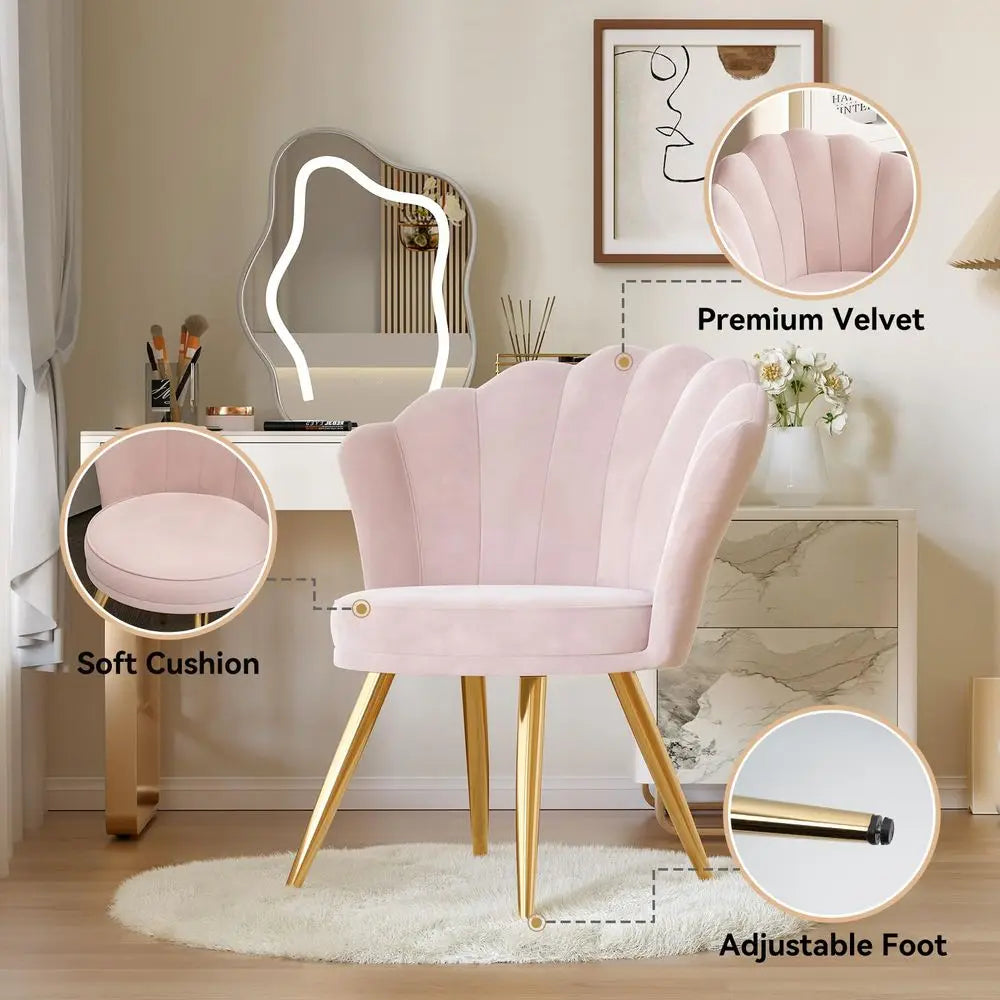 Elegant Velvet Tufted Accent Chair With Gold Metal Legs
