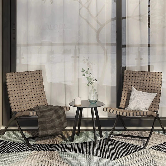 Grand Patio 3 Piece Leather Texture Wicker Outdoor Chairs Set