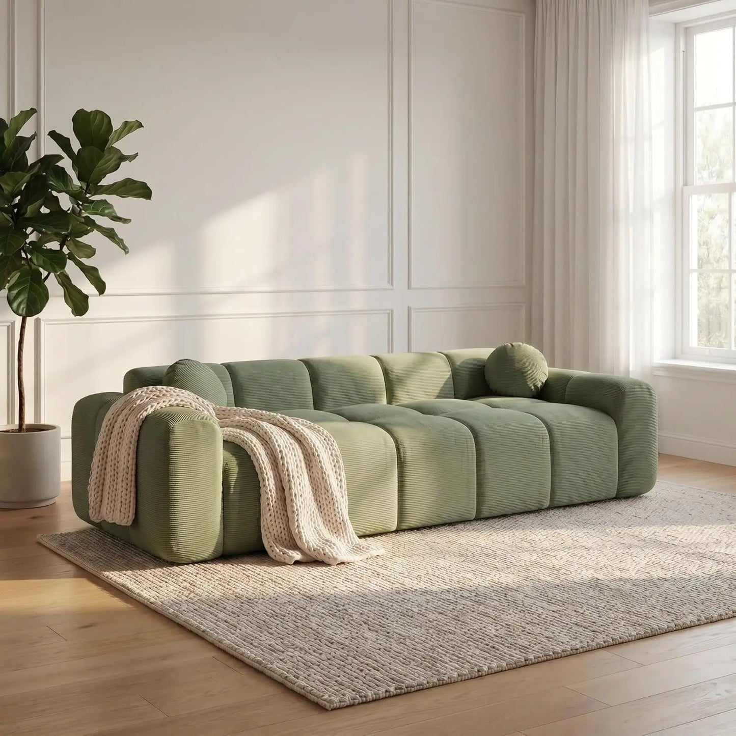 Cloud Corduroy 3 Seater Sofa Modern Oversized Loveseat