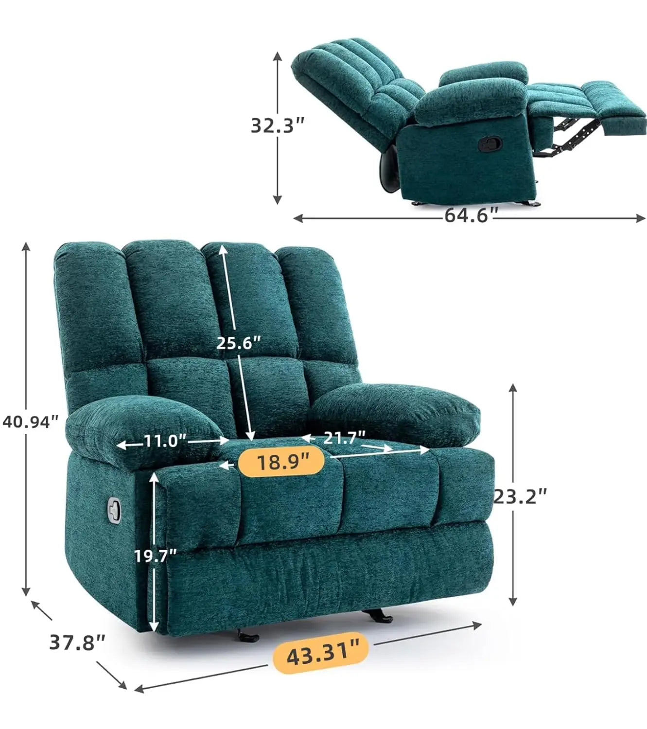 Oversized Rocker Recliner Chair For Living Room Comfort And Durability