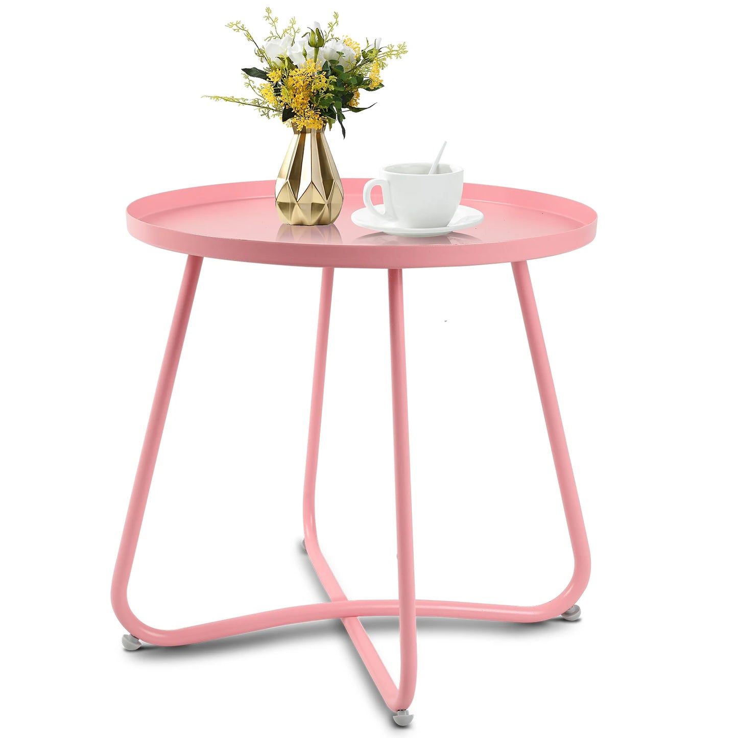 Minimalist Outdoor Round Steel Side Table For Patio Garden